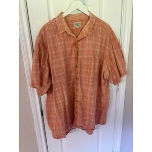 Cabela's 3XL Tall Mens Orange Plaid Short Sleeve Button Up Casual Shirt